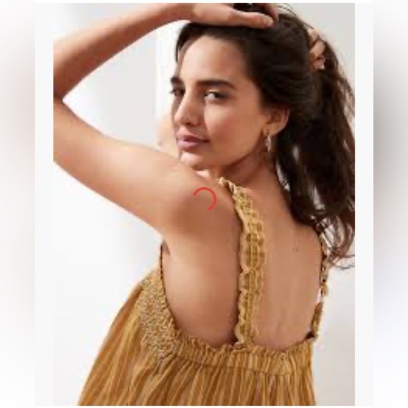 Banana Republic striped embroidered smocked neck top sz XL - Picture 7 of 7